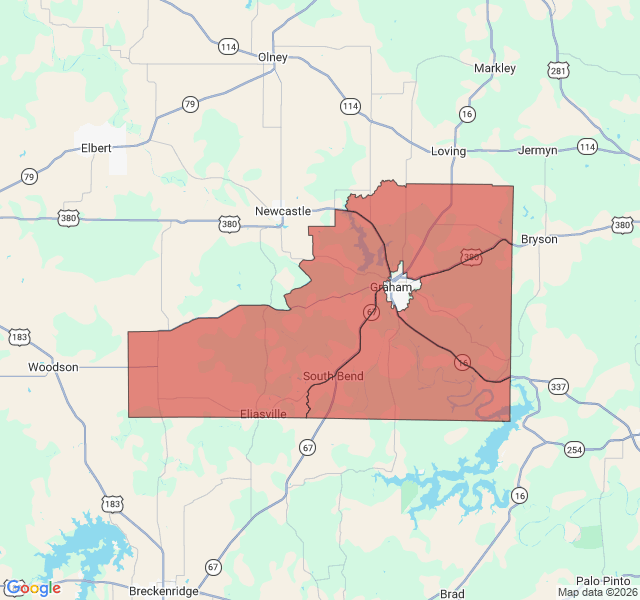 Map of septic coverage in Graham, TX