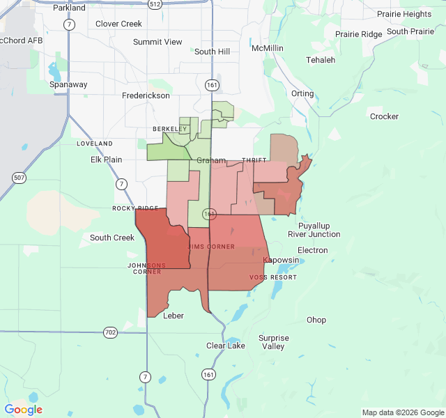 Map of septic coverage in Graham, WA