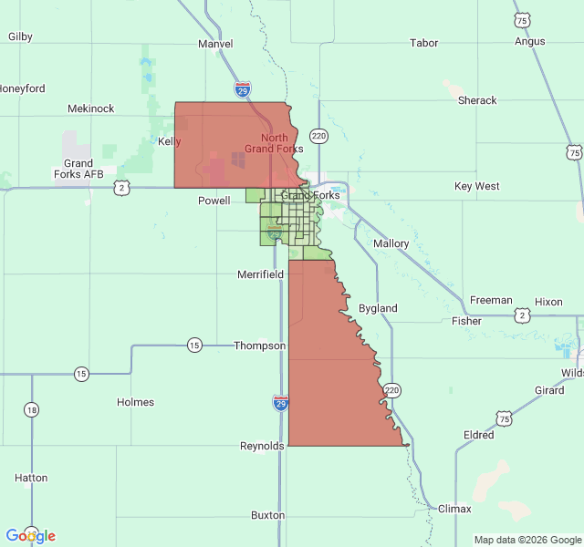 Map of septic coverage in Grand Forks, ND