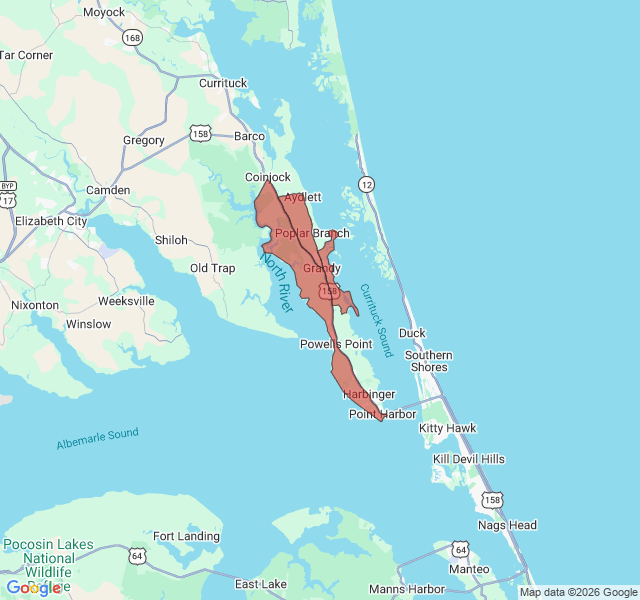 Map of septic coverage in Grandy, NC