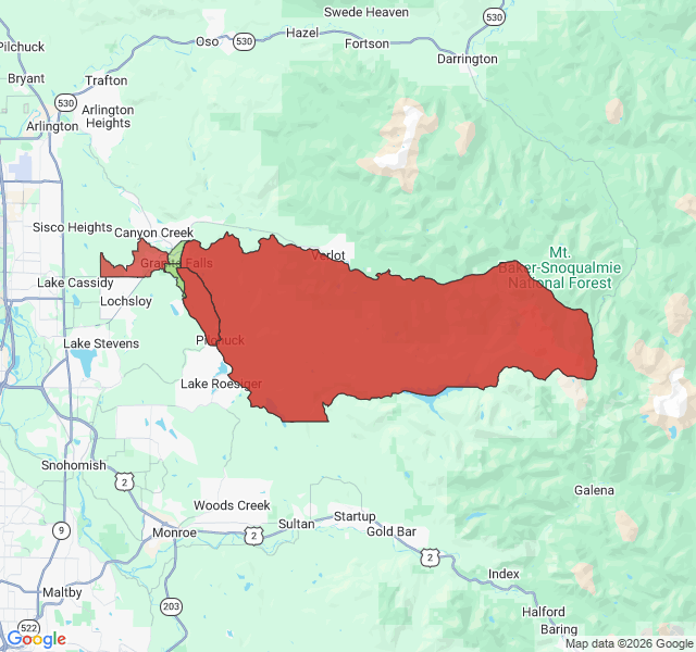 Map of septic coverage in Granite Falls, WA