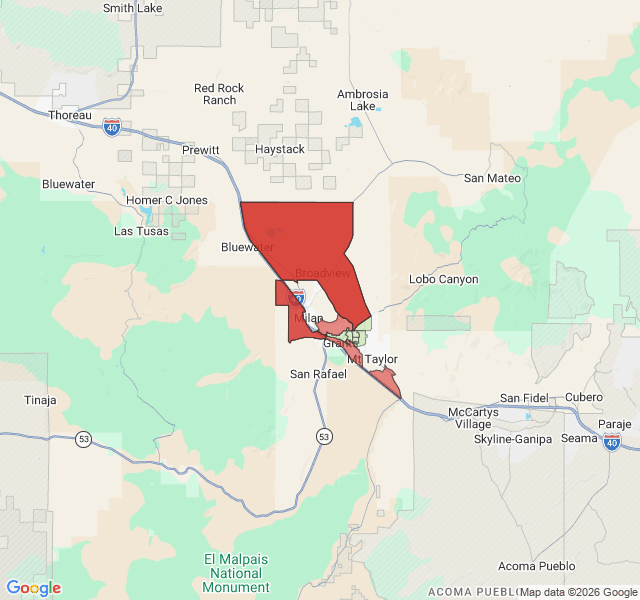 Map of septic coverage in Grants, NM