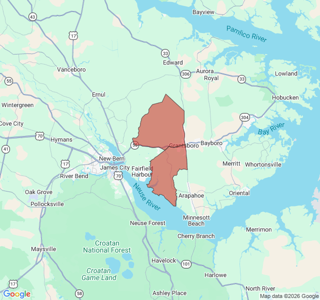 Map of septic coverage in Grantsboro, NC