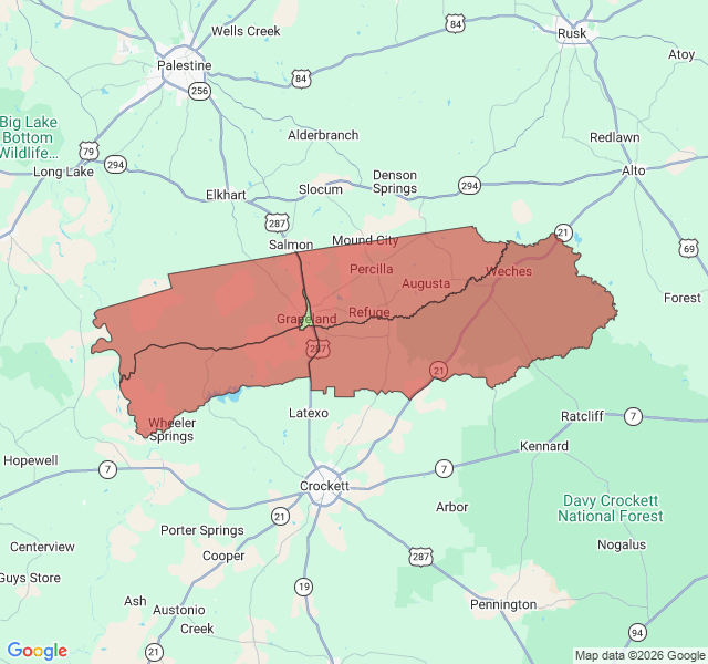 Map of septic coverage in Grapeland, TX