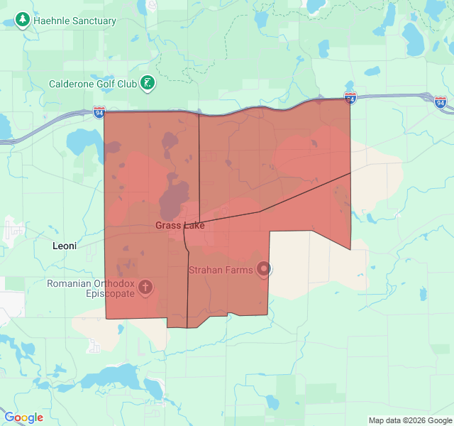 Map of septic coverage in Grass Lake, MI