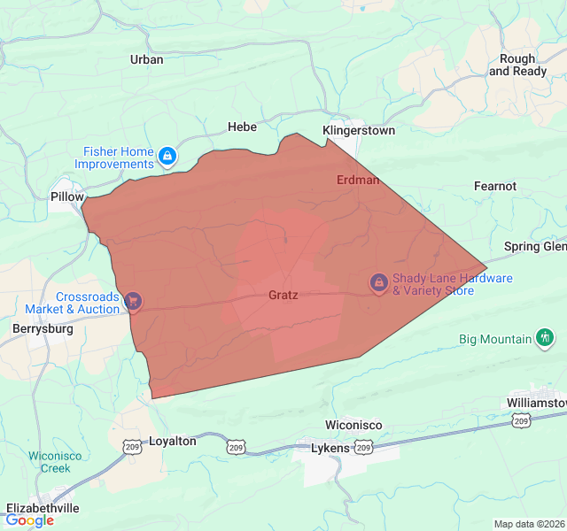 Map of septic coverage in Gratz, PA