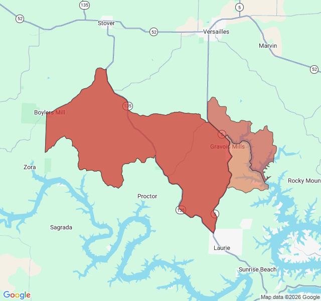 Map of septic coverage in Gravois Mills, MO