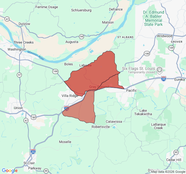 Map of septic coverage in Gray Summit, MO
