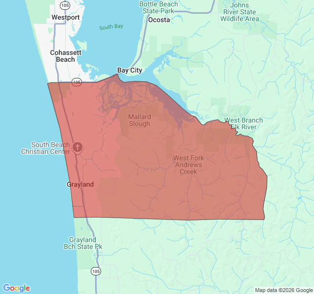 Map of septic coverage in Grayland, WA