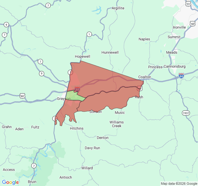 Map of septic coverage in Grayson, KY