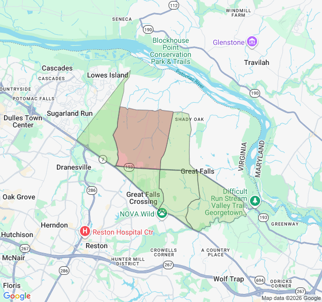 Map of septic coverage in Great Falls, VA