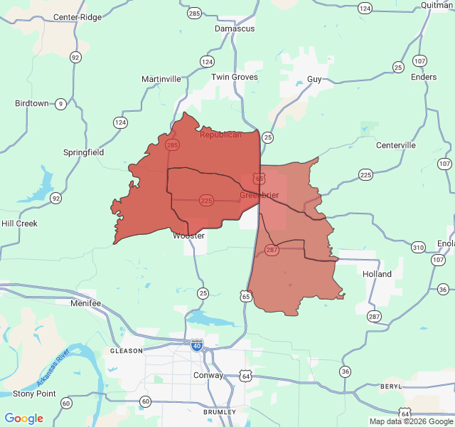 Map of septic coverage in Greenbrier, AR