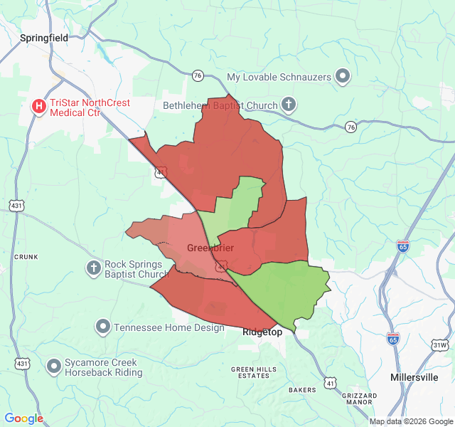 Map of septic coverage in Greenbrier, TN