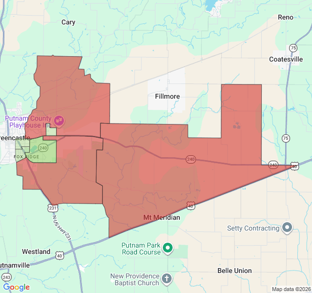 Map of septic coverage in Greencastle, IN