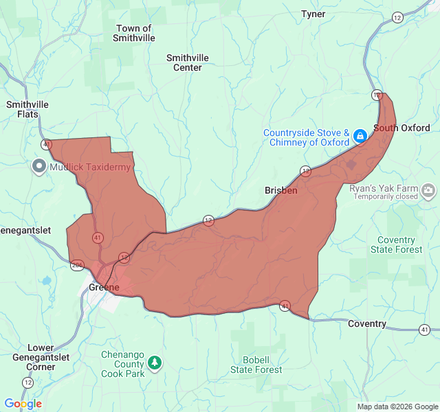 Map of septic coverage in Greene, NY