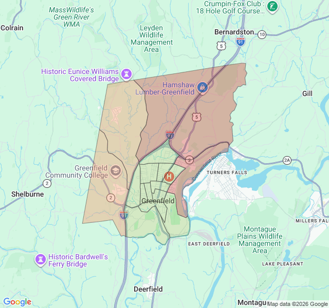 Map of septic coverage in Greenfield, MA