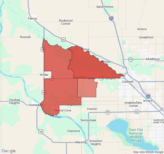 Map of septic coverage in Greenleaf, ID