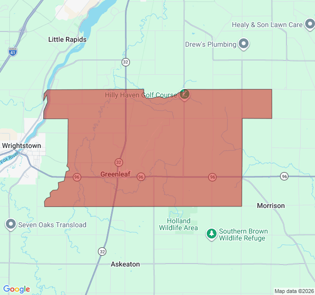 Map of septic coverage in Greenleaf, WI