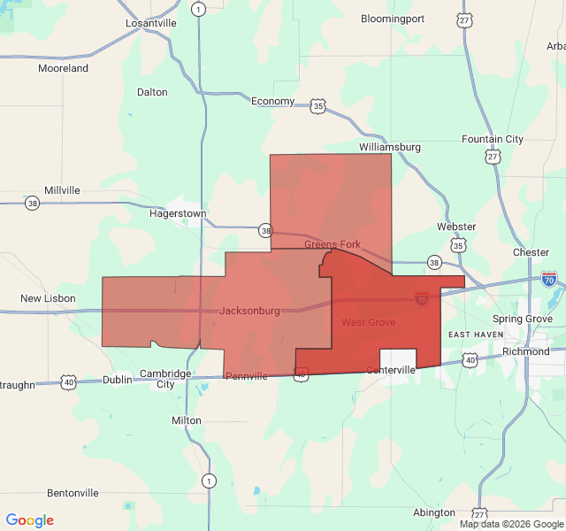 Map of septic coverage in Greens Fork, IN