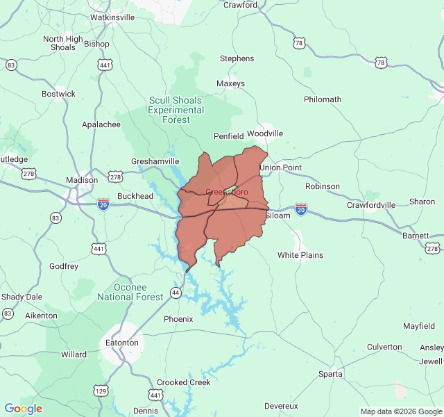 Map of septic coverage in Greensboro, GA