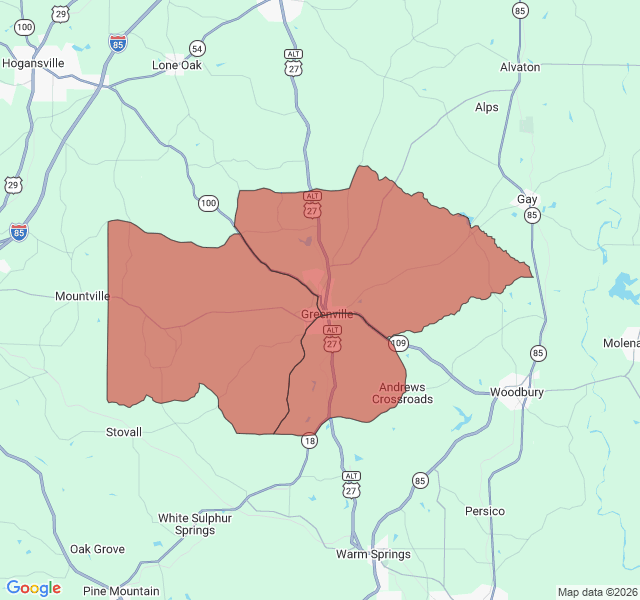 Map of septic coverage in Greenville, GA