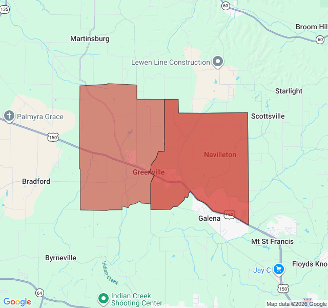 Map of septic coverage in Greenville, IN