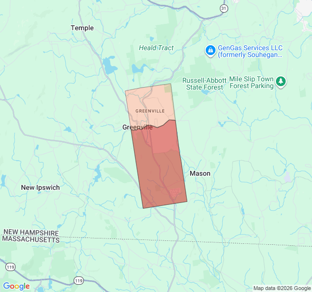 Map of septic coverage in Greenville, NH