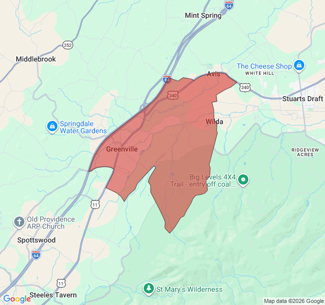 Map of septic coverage in Greenville, VA