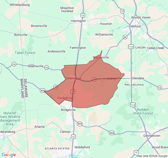 Map of septic coverage in Greenwood, DE