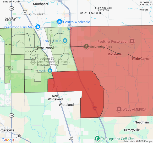 Map of septic coverage in Greenwood, IN