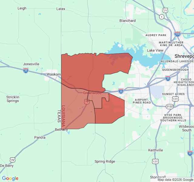 Map of septic coverage in Greenwood, LA