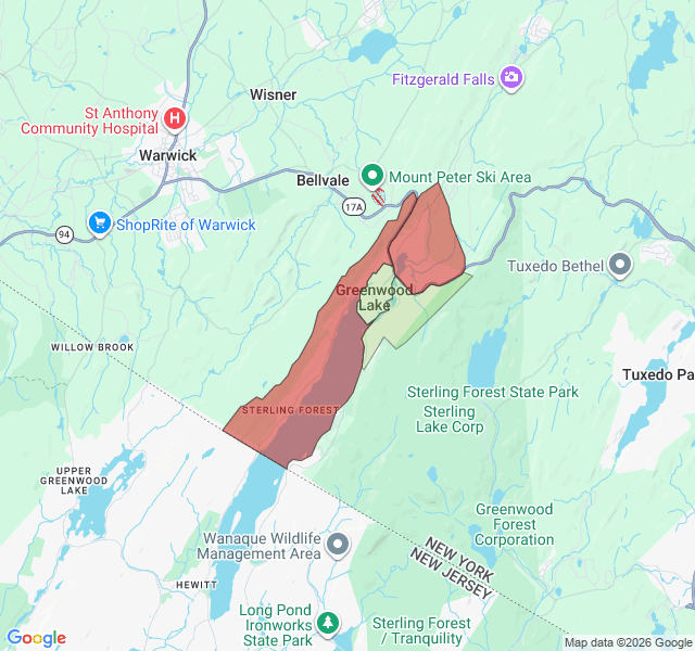 Map of septic coverage in Greenwood Lake, NY