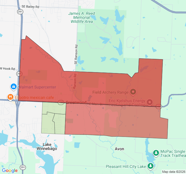 Map of septic coverage in Greenwood, MO