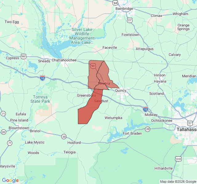 Map of septic coverage in Gretna, FL