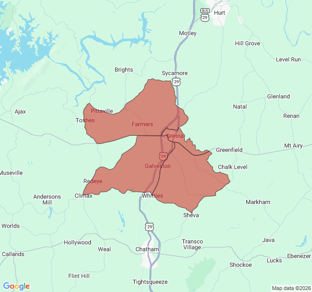 Map of septic coverage in Gretna, VA