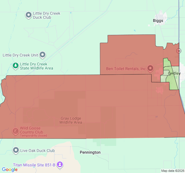 Map of septic coverage in Gridley, CA