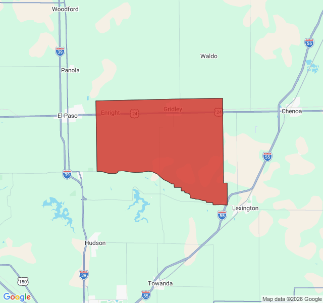 Map of septic coverage in Gridley, IL