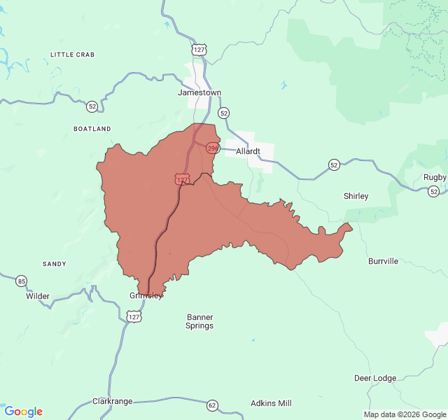 Map of septic coverage in Grimsley, TN