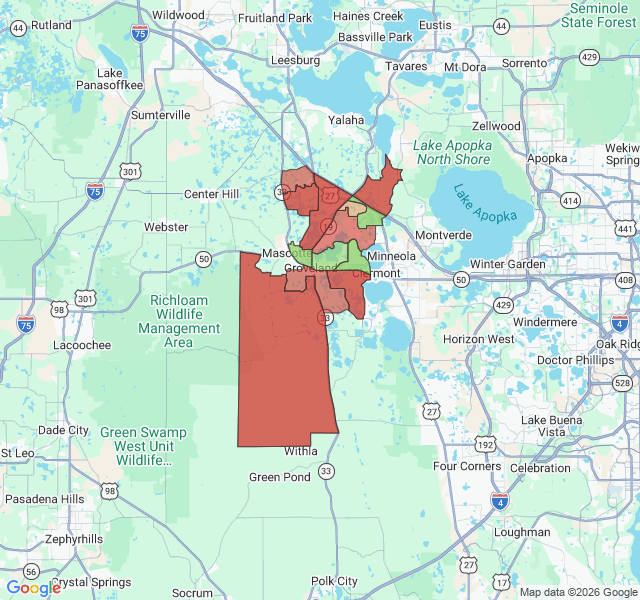 Map of septic coverage in Groveland, FL