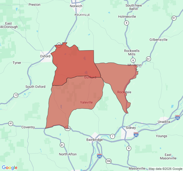 Map of septic coverage in Guilford, NY