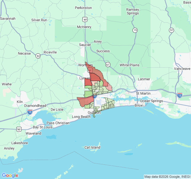 Map of septic coverage in Gulfport, MS