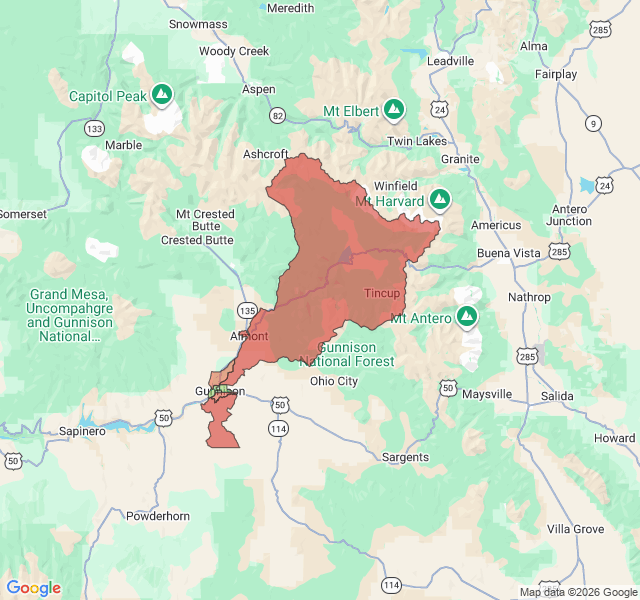 Map of septic coverage in Gunnison, CO