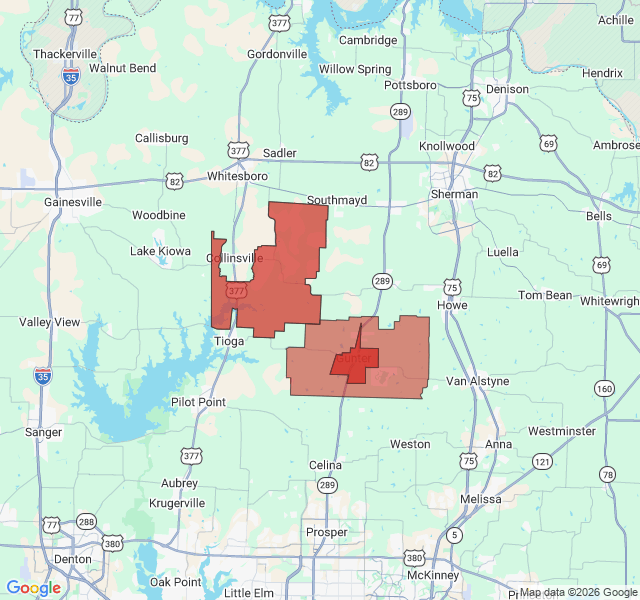 Map of septic coverage in Gunter, TX