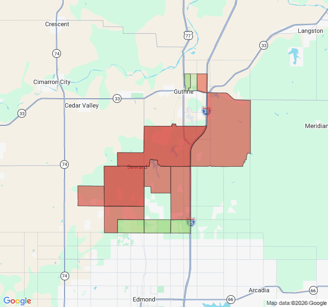Map of septic coverage in Guthrie, OK