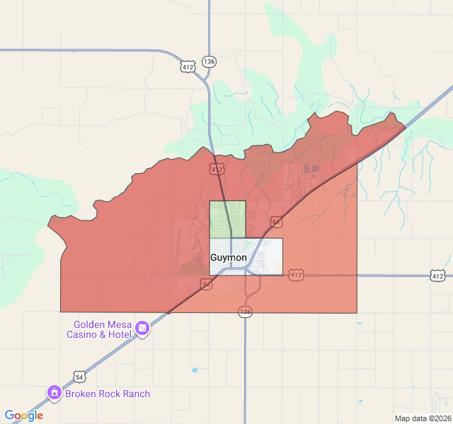 Map of septic coverage in Guymon, OK
