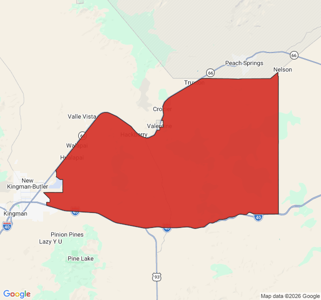 Map of septic coverage in Hackberry, AZ