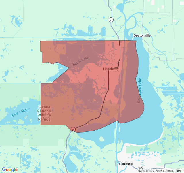 Map of septic coverage in Hackberry, LA