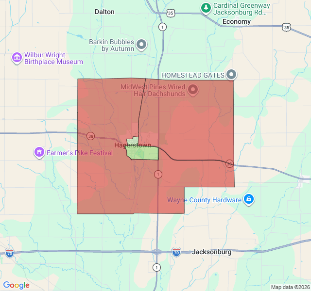 Map of septic coverage in Hagerstown, IN