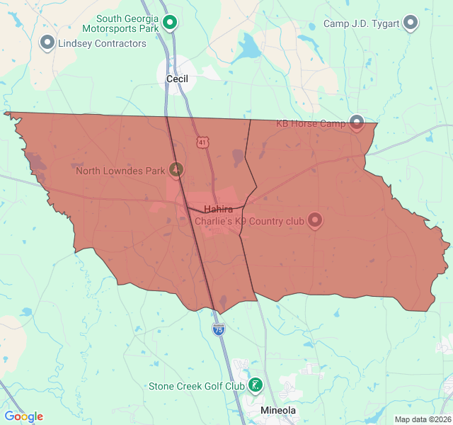 Map of septic coverage in Hahira, GA