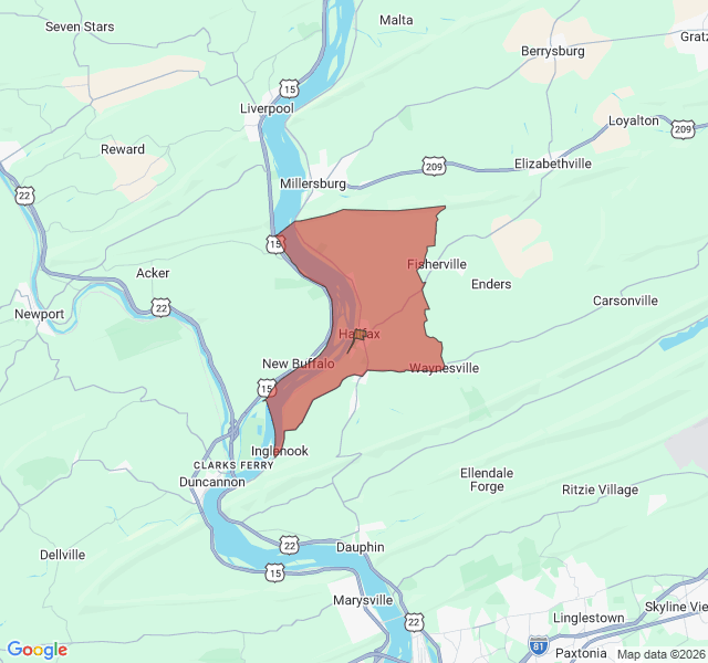 Map of septic coverage in Halifax, PA